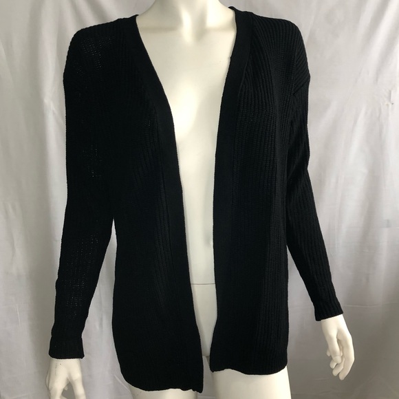 Sweaters - Woman’s black open from cardigan with corset lacing up the back